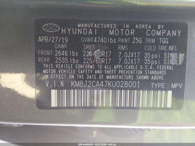 2019 HYUNDAI TUCSON KM8J2CA47KU028001 Photo 8