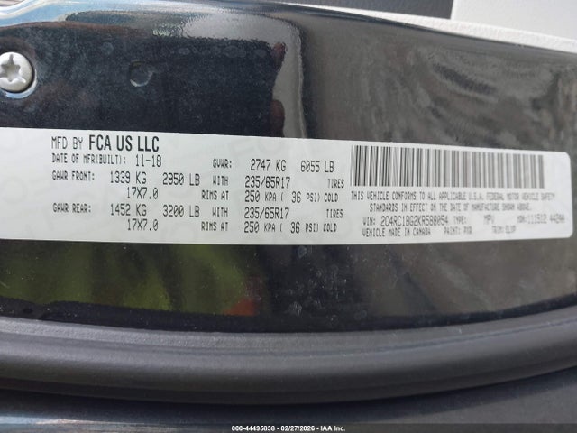 2019 CHRYSLER PACIFICA 2C4RC1BG2KR588054 Photo 8