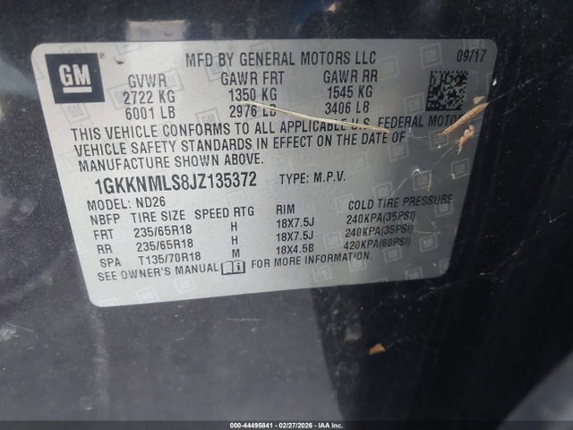 1GKKNMLS8JZ135372 GMC Acadia Slt-1