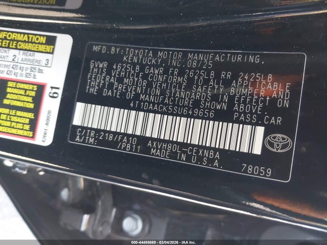 Toyota CAMRY LE 2025 4T1DAACK5SU649656 Image 9