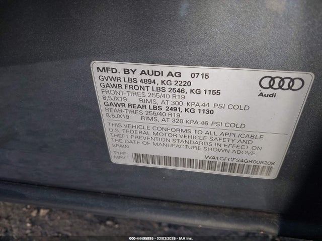 2016 AUDI Q3 WA1GFCFS4GR005208 Photo 8