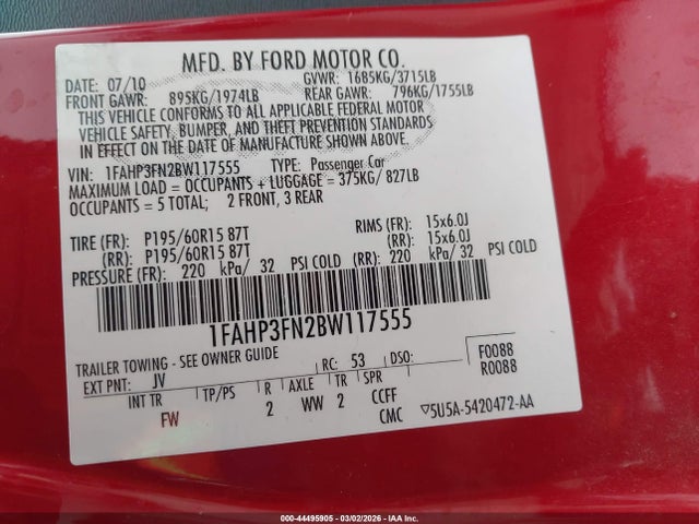 2011 FORD FOCUS 1FAHP3FN2BW117555 Photo 8