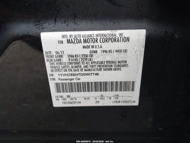 Продаж на аукціоні авто 2013 Mazda Mazda6 I Sport, vin: 1YVHZ8BH7D5M07746, номер лоту: 44495910