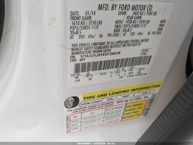 Aukcja sprzedaży 2014 Ford Expedition King Ranch, vin: 1FMJU1J51EEF26636, numer aukcji: 44495911