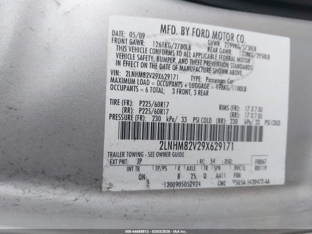 2009 LINCOLN TOWN CAR 2LNHM82V29X629171 Photo 8