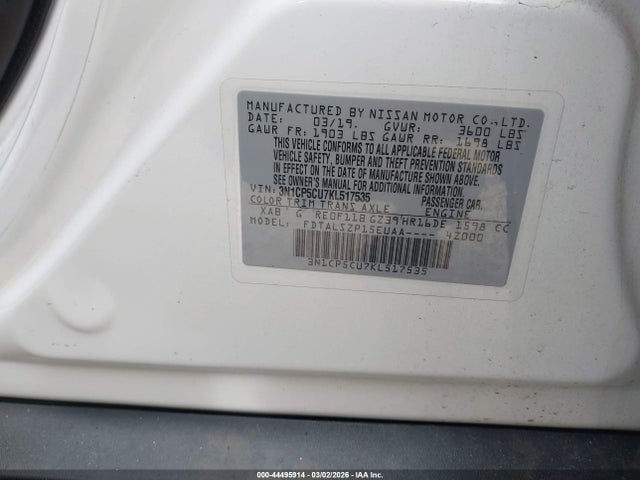 3N1CP5CU7KL517535 Nissan KICKS SV