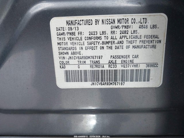 Продажа на аукционе авто 2013 Infiniti G37x, vin: JN1CV6AR9DM767197, номер лота: 44495915