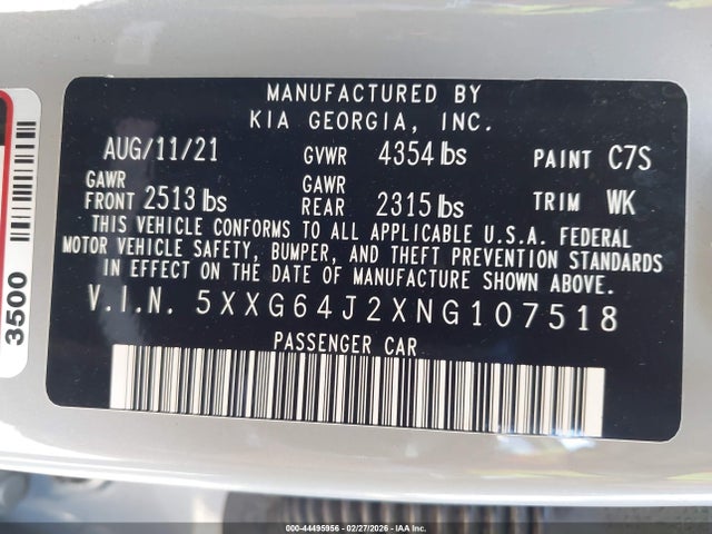 5XXG64J2XNG107518 KIA K5 Gt-line