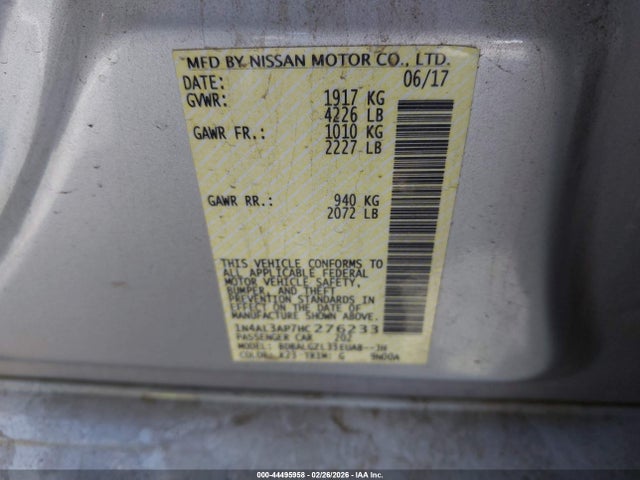1N4AL3AP7HC276233 Nissan Altima 2.5 S