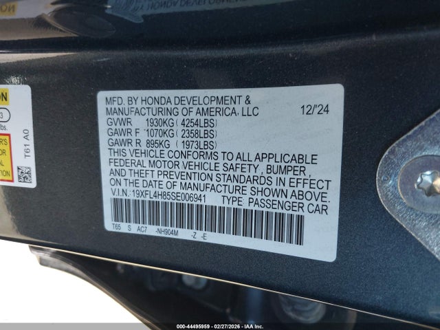 2025 HONDA CIVIC HYBRID 19XFL4H85SE006941 Photo 8