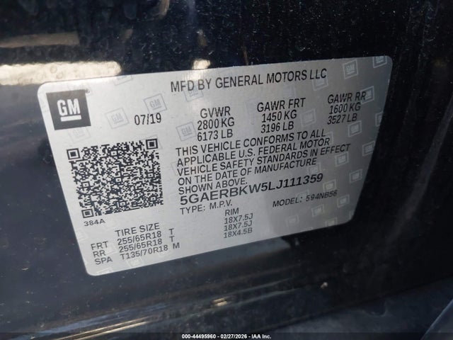 Aukcja sprzedaży 2020 Buick Enclave Fwd Essence, vin: 5GAERBKW5LJ111359, numer aukcji: 44495960