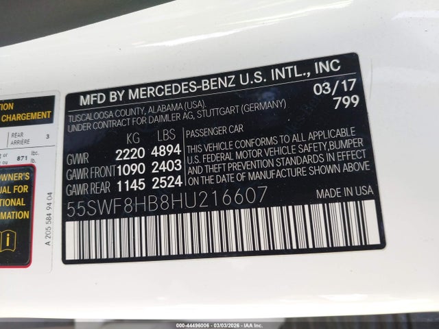 2017 MERCEDES-BENZ AMG C 63 55SWF8HB8HU216607 Photo 8