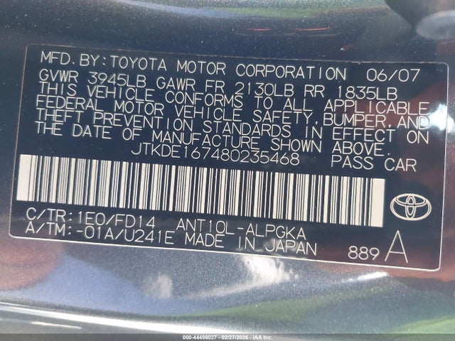 Продажа на аукционе авто 2008 Scion Tc, vin: JTKDE167480235468, номер лота: 44496027