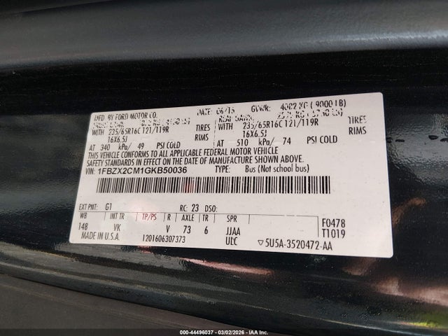 1FBZX2CM1GKB50036 Ford Transit-350