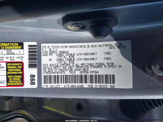 3TMBZ5DN4KM019572 Toyota Tacoma Trd Sport