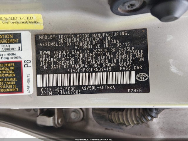Toyota CAMRY LE 2015 4T4BF1FK0FR502449 Image 9