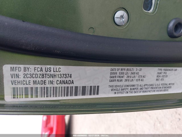 2022 DODGE CHALLENGER 2C3CDZBT5NH137374 Photo 8