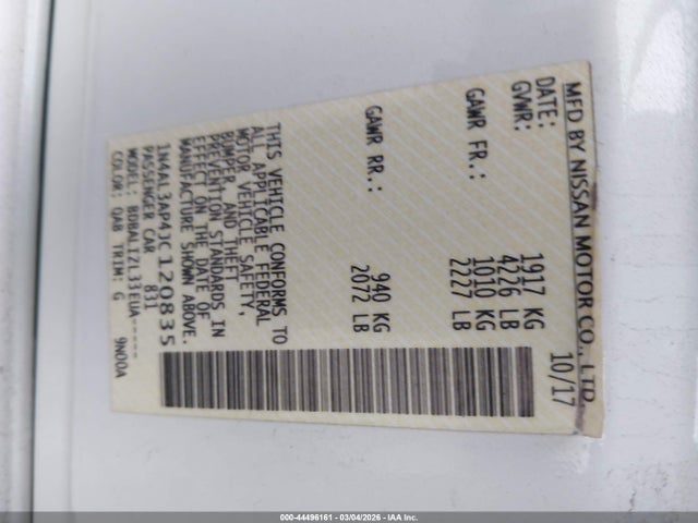 1N4AL3AP4JC120835 Nissan Altima 2.5 Sv