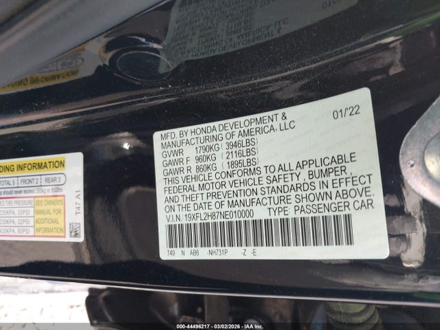 19XFL2H87NE010000 Honda Civic Sport