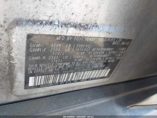 2014 Subaru Outback 2.5i Premium მანქანა იყიდება აუქციონზე, vin: 4S4BRBCC5E3204701, აუქციონის ნომერი: 44496283
