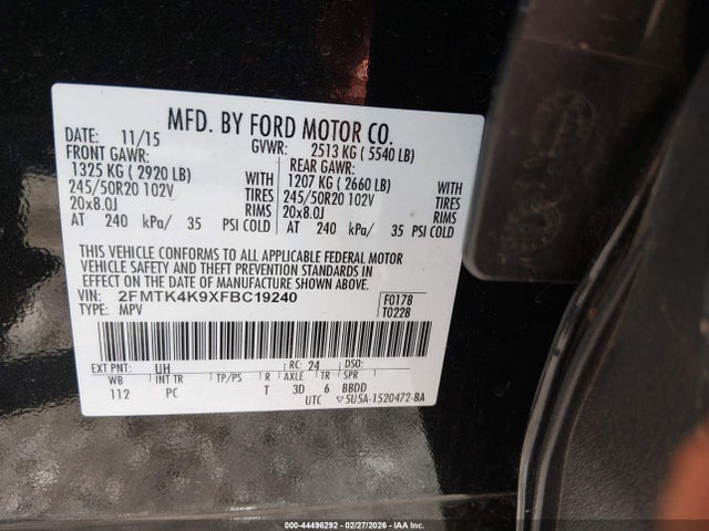 Ford Edge Titanium 2015 2FMTK4K9XFBC19240 Image 9