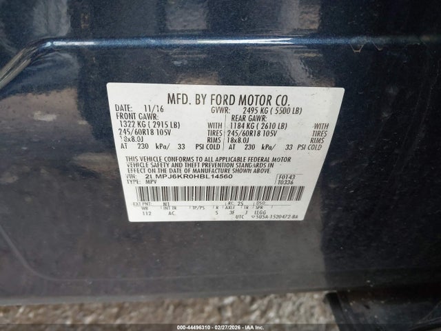 Lincoln Mkx Select 2017 2LMPJ6KR0HBL14560 Image 9