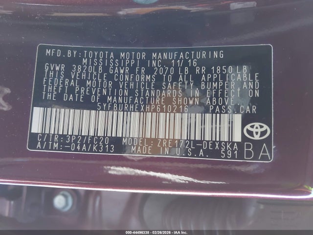 Toyota Corolla Se Special Edition 2017 5YFBURHEXHP610216 Image 9