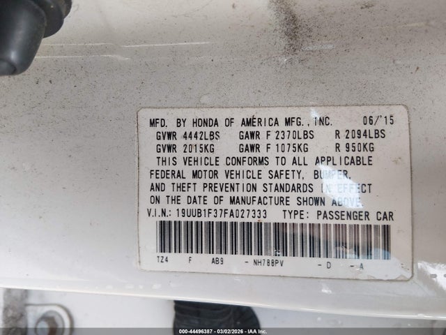 Aukcja sprzedaży 2015 Acura Tlx, vin: 19UUB1F37FA027333, numer aukcji: 44496387