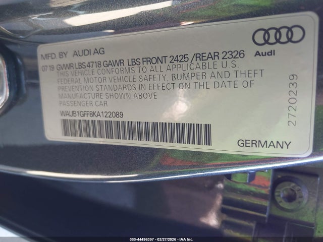 2019 AUDI S3 WAUB1GFF8KA122089 Photo 8