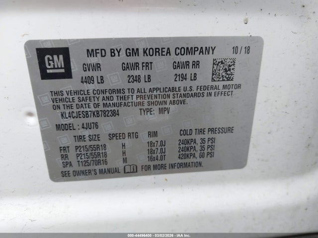 44496400 :رقم المزاد ، KL4CJESB7KB782384 vin ، 2019 Buick Encore Awd Preferred مزاد بيع