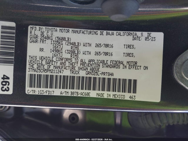 3TMAZ5CN5PM211247 Toyota Tacoma Trd Off Road