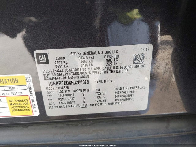 1GNKRFED8HJ286075 Chevrolet Traverse Ls