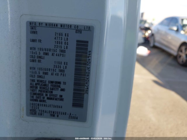 Aukcja sprzedaży 2018 Nissan Nv200 S, vin: 3N6CM0KN0JK704944, numer aukcji: 44496440