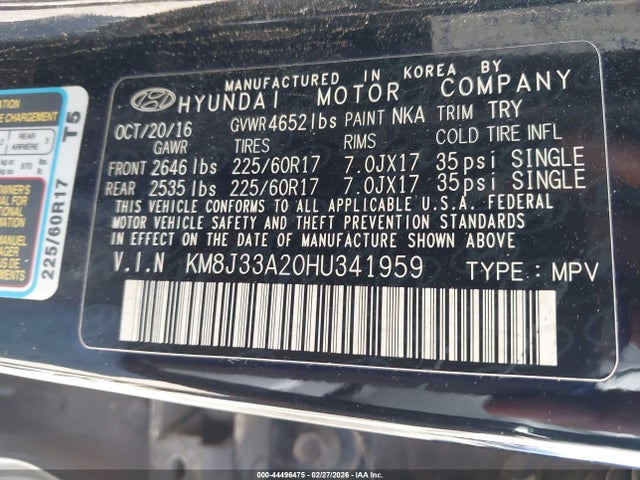 Продаж на аукціоні авто 2017 Hyundai Tucson Eco, vin: KM8J33A20HU341959, номер лоту: 44496475