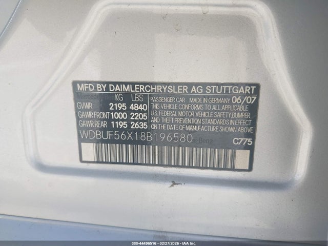 Auction sale of the 2008 Mercedes-benz E 350, vin: WDBUF56X18B196580, lot number: 44496516