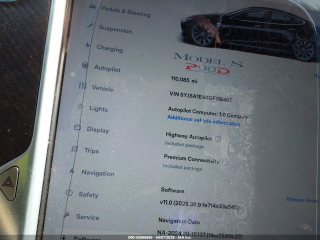 5YJSA1E40GF118407 Tesla Model S 90d/p100d/p85d/p90d