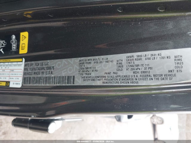 2024 Jeep Gladiator Willys მანქანა იყიდება აუქციონზე, vin: 1C6HJTAG9RL109976, აუქციონის ნომერი: 44496577