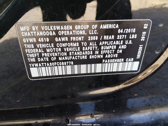 1VWAT7A30FC089778 Volkswagen Passat 1.8t Limited Edition