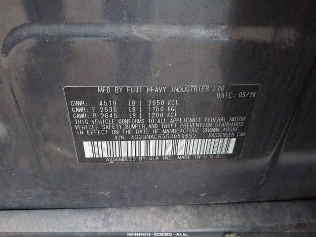 Subaru Legacy 2.5i Premium 2016 4S3BNAC65G3059652 Image 9