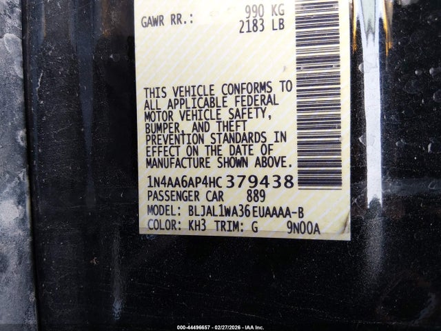 1N4AA6AP4HC379438 Nissan Maxima 3.5 Sr