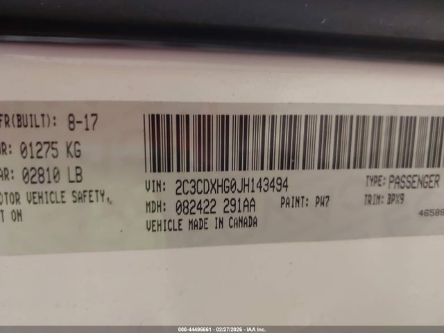 2C3CDXHG0JH143494 Dodge Charger Sxt Plus Rwd