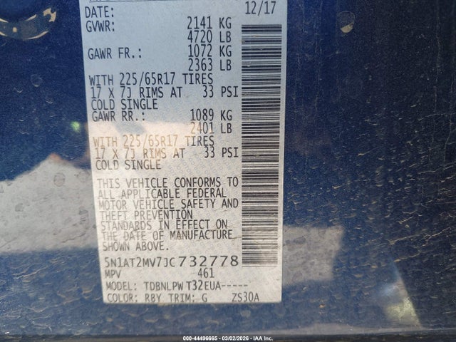 5N1AT2MV7JC732778 Nissan ROGUE S