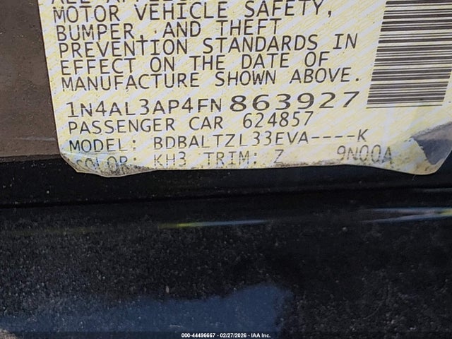 1N4AL3AP4FN863927 Nissan Altima 2.5 Sl