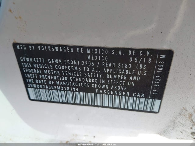 3VWD07AJ5EM218194 Volkswagen Jetta 1.8t Se