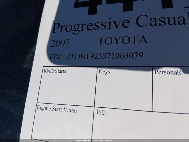 Продаж на аукціоні авто 2007 Toyota Yaris, vin: JTDBT923071063079, номер лоту: 44496684