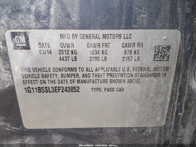 1G11B5SL3EF243852 Chevrolet Malibu 1ls