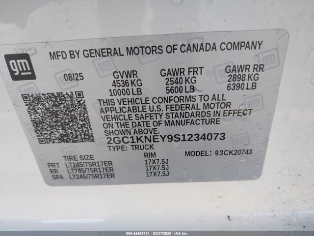2GC1KNEY9S1234073 Chevrolet Silverado 2500hd 4wd Standard Bed Lt