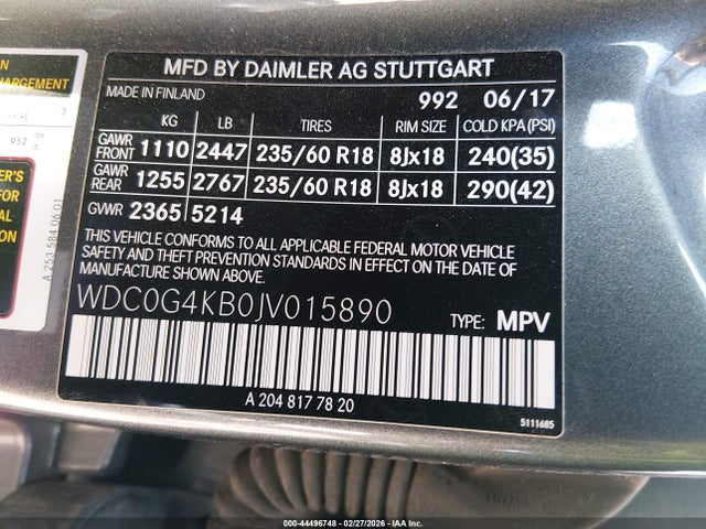 WDC0G4KB0JV015890 Mercedes-Benz Glc 300 4matic
