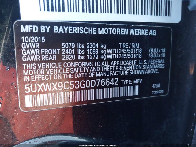 5UXWX9C53G0D76642 BMW X3 Xdrive28i