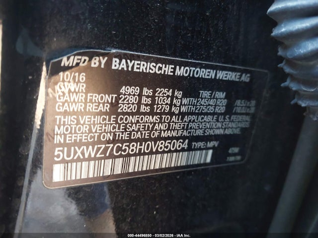 2017 BMW X3 5UXWZ7C58H0V85064 Photo 8